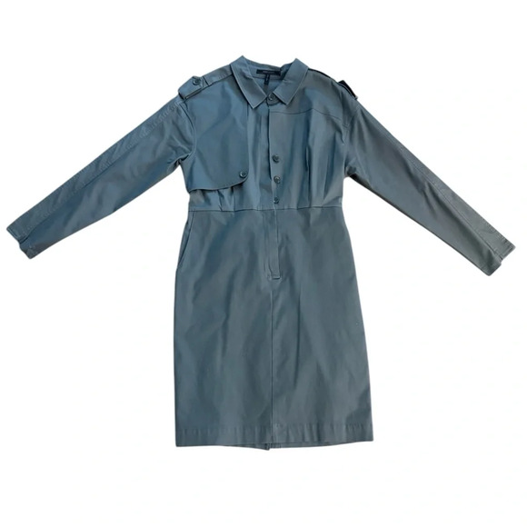 BCBG Maxazria Long Sleeve Trench Dress Castor Grey Size Large - Picture 3 of 11